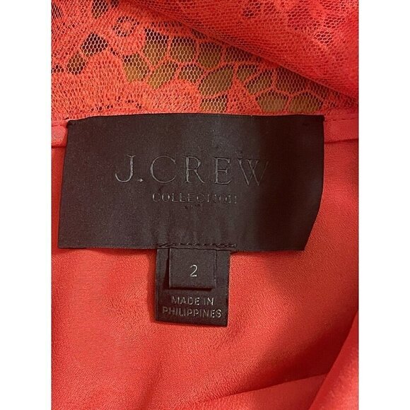 J Crew Collection Poppy Coral Floral Lace Sheath Dress Sz 2 Sleeveless Cocktail - Picture 3 of 7